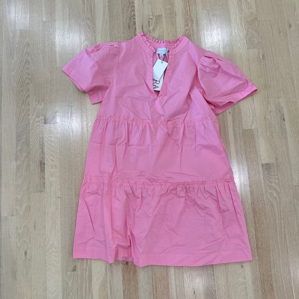 Sugarlips Pink Tiered Short Sleeve Dress